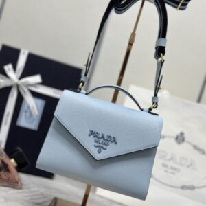 Replica Prada Saffiano Blue Envelope - Best Fake Designer Bags