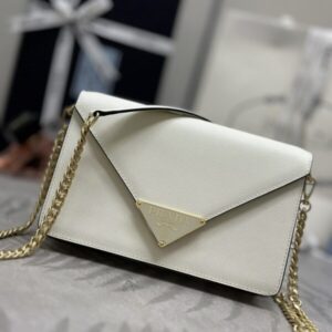 Replica Prada Saffiano White Small Envelope - Best Fake Designer Bags