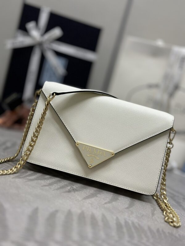 Replica Prada Saffiano White Small Envelope - Best Fake Designer Bags