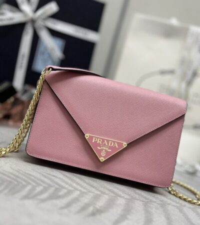 Replica Prada  Saffiano Pink Small Envelope - Best Fake Designer Bags