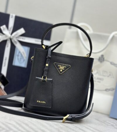 Replica Prada   Saffiano Black Bucket Black - Best Fake Designer Bags
