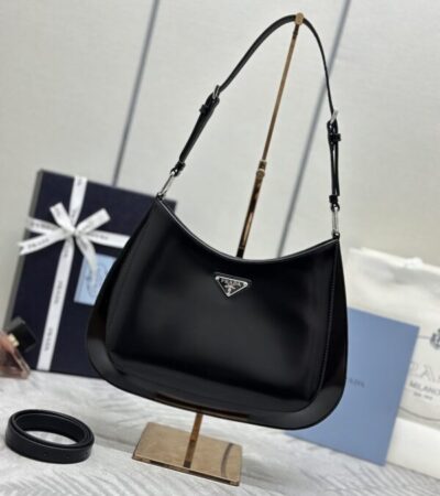 Replica Prada  Cleo Brushed Black Bag - Best Fake Designer Bags