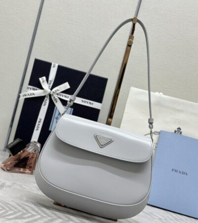 Replica Prada  Cleo Small Grey Flap - Best Fake Designer Bags