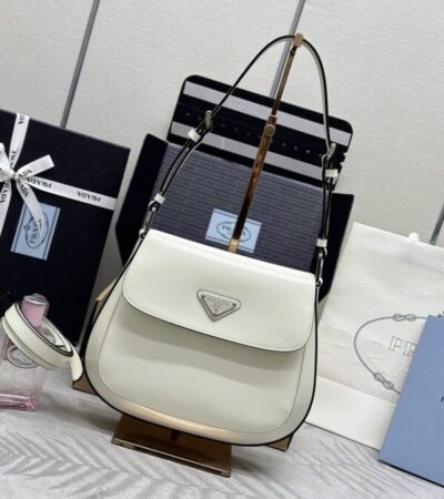 Replica Prada  Cleo White Bag With Flap - Best Fake Designer Bags