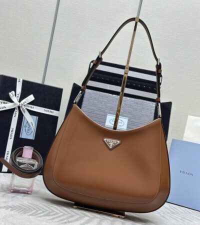 Replica Prada  Cleo Brushed Brown Bag - Best Fake Designer Bags