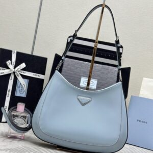Replica Prada  Cleo Brushed Blue Bag - Best Fake Designer Bags