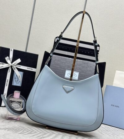 Replica Prada  Cleo Brushed Blue Bag - Best Fake Designer Bags