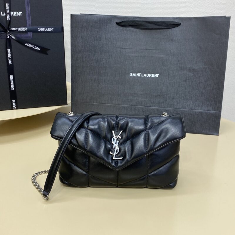Replica YSL Loulou Black Puffer Silver - Best Fake Designer Bags