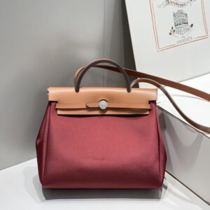Replica Hermes Herbag 31cm Bordeaux Red - Best Fake Designer Bags
