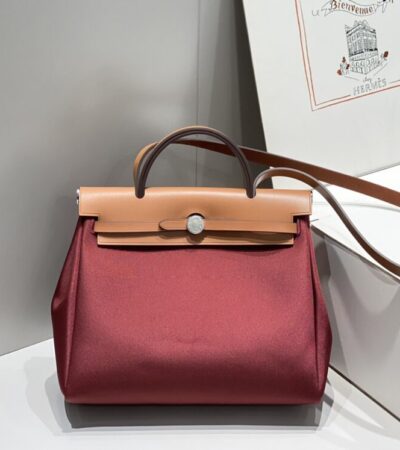 Replica Hermes Herbag 31cm Bordeaux Red - Best Fake Designer Bags
