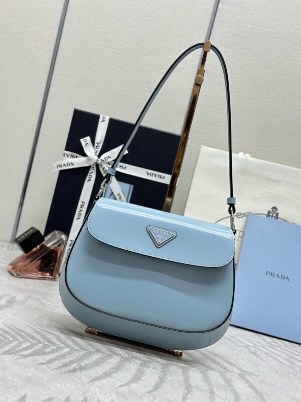 Replica Prada  Cleo Medium Blue Bag With Flap - Best Fake Designer Bags