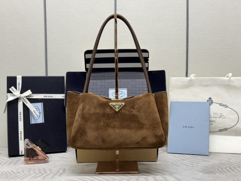 Replica Prada Medium Suede Shoulder Bag - Best Fake Designer Bags