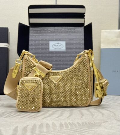 Replica Prada Re-Edition 2005 Diamond Gold - Best Fake Designer Bags