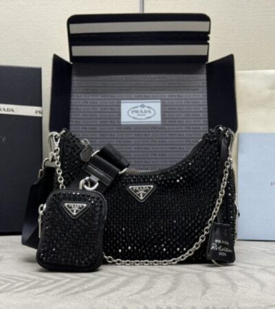 Replica Prada Re-Edition 2005 Diamond Black - Best Fake Designer Bags
