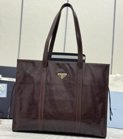 Replica Prada  Antique Nappa  Tote Dark Brown - Best Fake Designer Bags