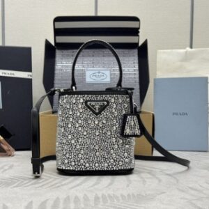 Replica Prada White Crystal Bucket Bag - Best Fake Designer Bags