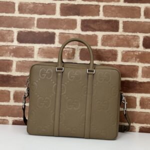 Replica Gucci  Briefcase GG Leather Brown - Best Fake Designer Bags