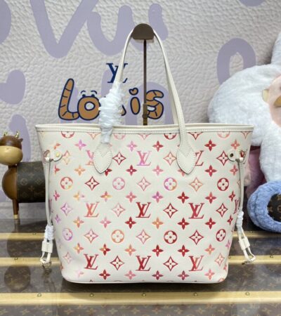 Replica Louis Vuitton Neverfull MM White Orange - Best Fake Designer Bags