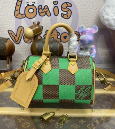 Replica Louis Vuitton Speedy 18 Green Grid - Best Fake Designer Bags