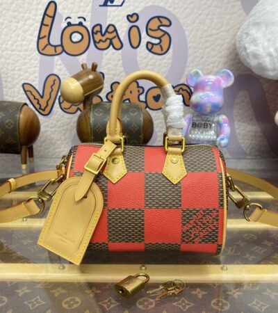 Replica Louis Vuitton Speedy 18 Red Grid - Best Fake Designer Bags