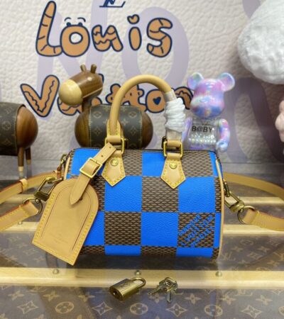 Replica Louis Vuitton Speedy 18 Blue Grid - Best Fake Designer Bags