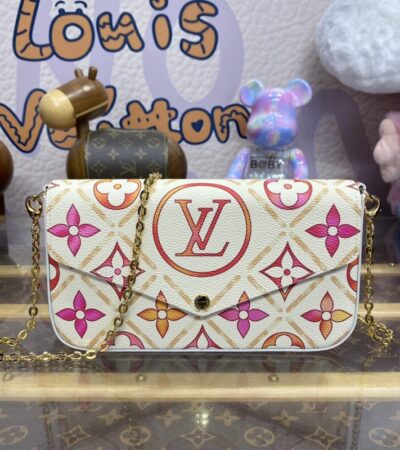 Replica Louis Vuitton Félicie Pochette White Orange Flowers - Best Fake Designer Bags