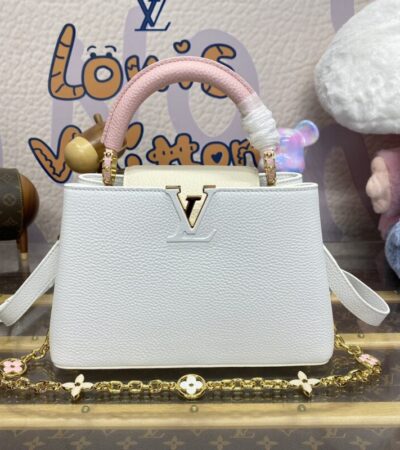 Replica Loius Vuitton Capucines White Pink - Best Fake Designer Bags