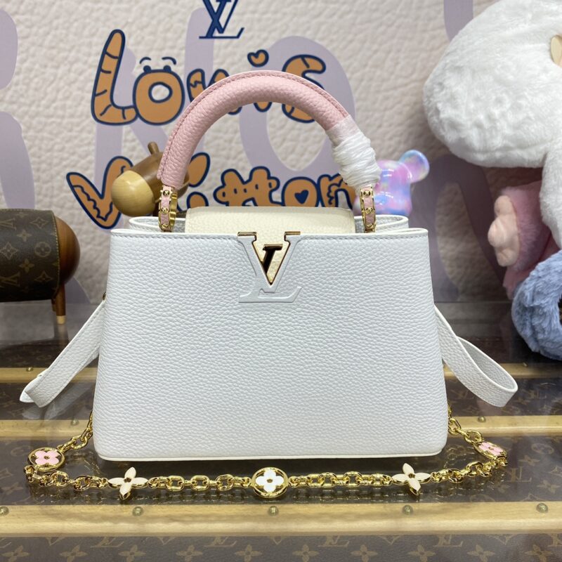 Replica Loius Vuitton Capucines White Pink - Best Fake Designer Bags