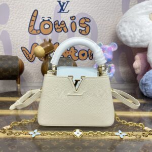 Replica Loius Vuitton Capucines Beige Blue - Best Fake Designer Bags