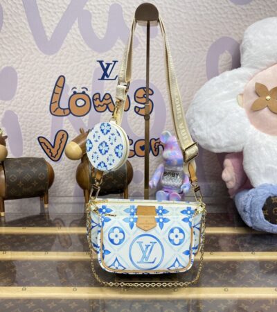 Replica Louis Vuitton Multi Pochette Accessoires White Blue - Best Fake Designer Bags