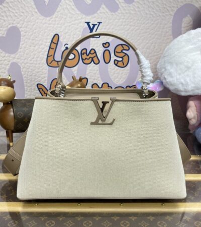 Replica Loius Vuitton Capucines Beige Silk - Best Fake Designer Bags