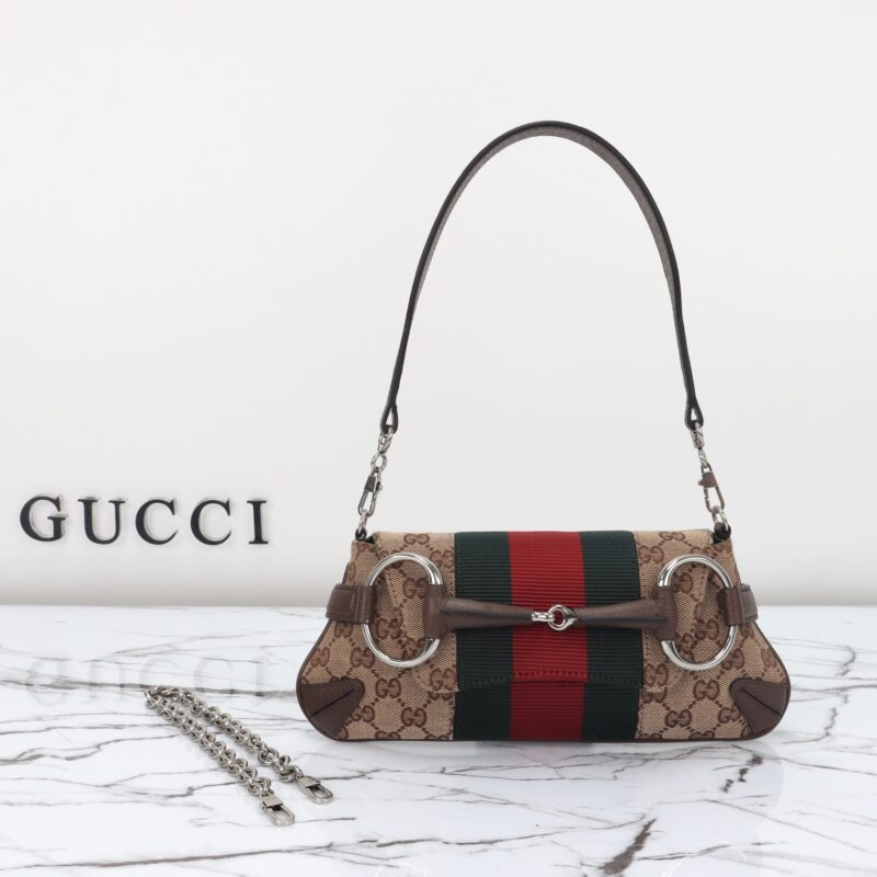 Replica Gucci Horsebit Chain Shoulder Bag Brown - Best Fake Designer Bags
