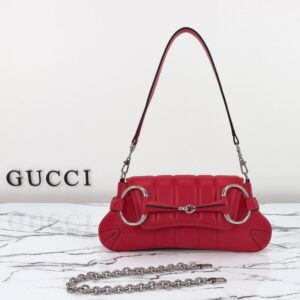 Replica Gucci Horsebit Chain Shoulder Bag Red - Best Fake Designer Bags