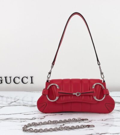 Replica Gucci Horsebit Chain Shoulder Bag Red - Best Fake Designer Bags