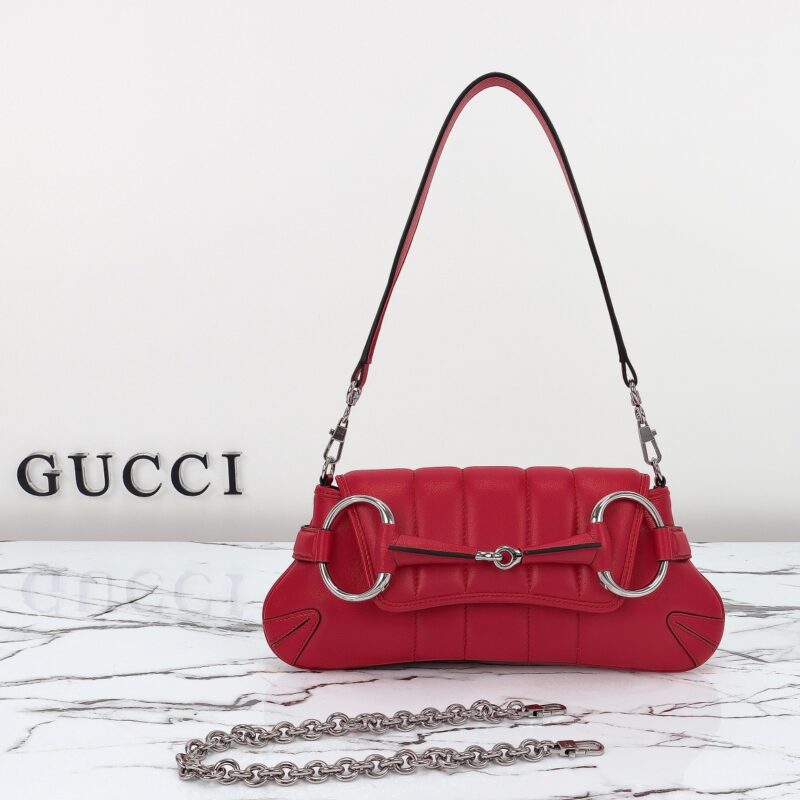 Replica Gucci Horsebit Chain Shoulder Bag Red - Best Fake Designer Bags