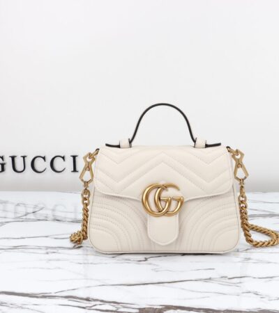 Replica Gucci GG Marmont Top Handle White - Best Fake Designer Bags