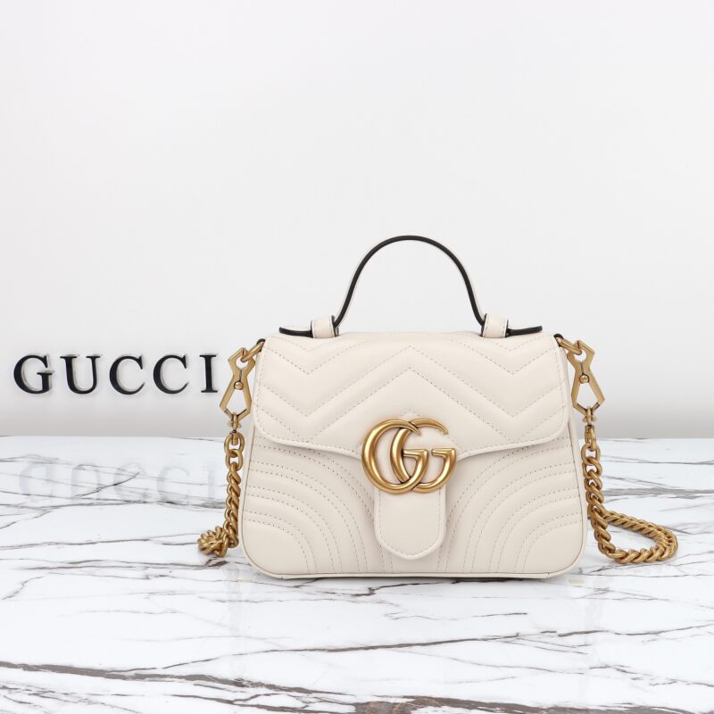 Replica Gucci GG Marmont Top Handle White - Best Fake Designer Bags