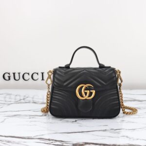 Replica Gucci GG Marmont Top Handle Black - Best Fake Designer Bags