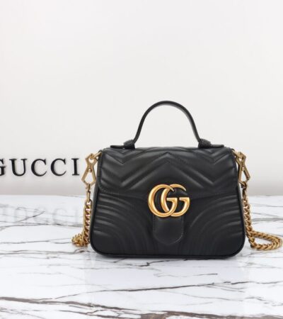 Replica Gucci GG Marmont Top Handle Black - Best Fake Designer Bags
