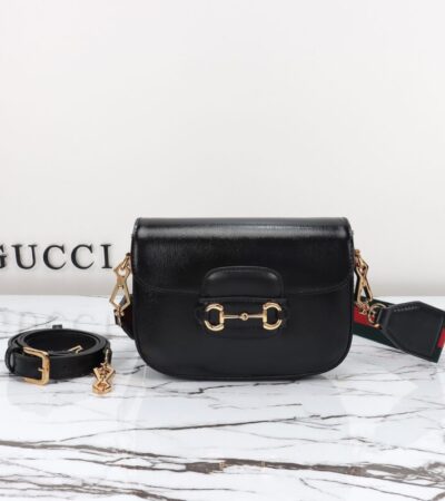Replica Gucci Horsebit 1955 Double G Mini Black - Best Fake Designer Bags