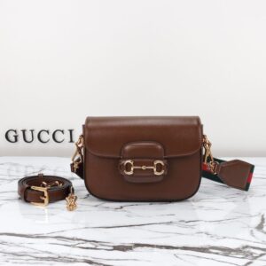 Replica Gucci Horsebit 1955  Double G Mini Brown - Best Fake Designer Bags