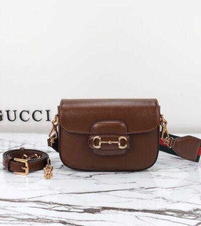 Replica Gucci Horsebit 1955 Double G Mini Brown - Best Fake Designer Bags