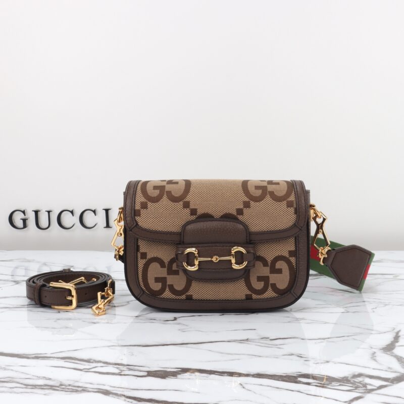 Replica Gucci Horsebit 1955  Double G Mini Brown Canvas - Best Fake Designer Bags