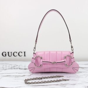 Replica Gucci Horsebit Chain Shoulder Bag Pink - Best Fake Designer Bags