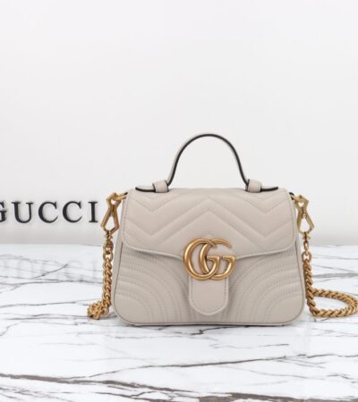 Replica Gucci GG Marmont Top Handle Beige - Best Fake Designer Bags