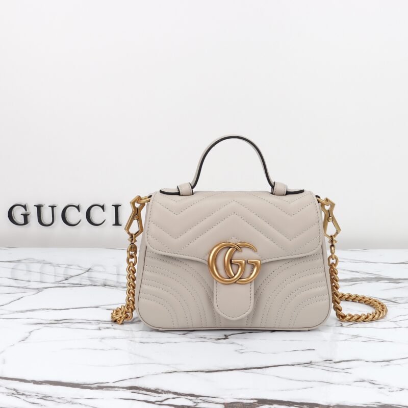 Replica Gucci GG Marmont Top Handle Beige - Best Fake Designer Bags