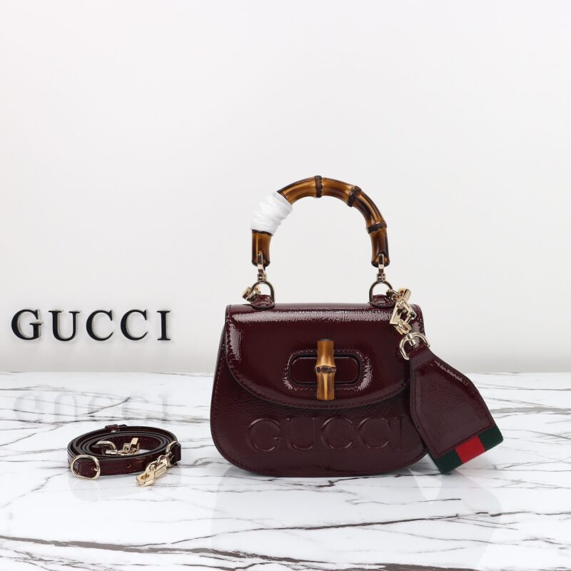 Replica Gucci  Bamboo 1947 Patent Bordeaux - Best Fake Designer Bags