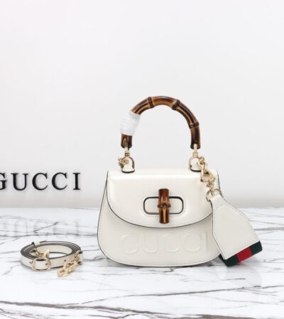 Replica Gucci Bamboo 1947 Patent White - Best Fake Designer Bags