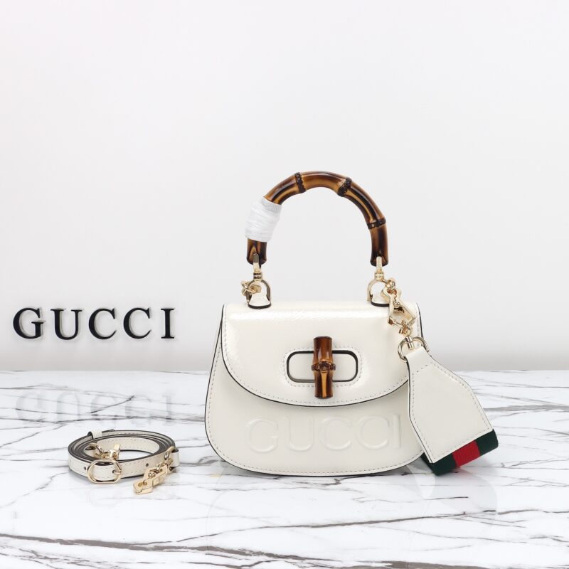 Replica Gucci  Bamboo 1947 Patent White - Best Fake Designer Bags