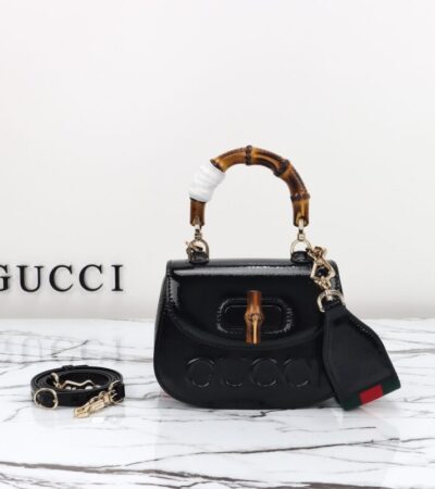 Replica Gucci Bamboo 1947 Patent Black - Best Fake Designer Bags